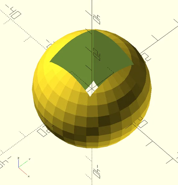 Sphere with a cuboid cut out of its interior